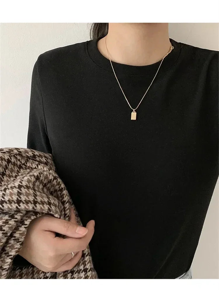Winter Women Sweater T Shirt Women Oversize T-Shirt Woman Clothes Female Tee Tops Pullover Long Sleeve Tube Knitted Tshirt Top