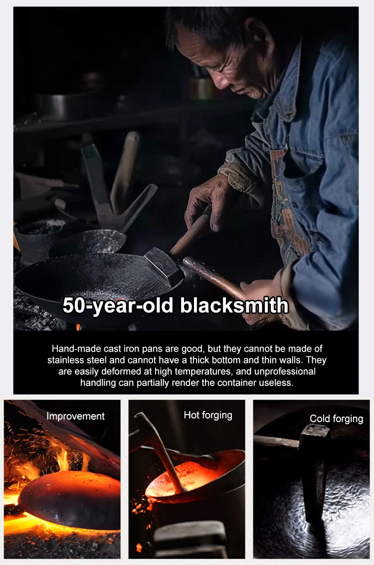 Big Belly Pot Deepened Non-stick Iron Pot Flat Bottom Uncoated Small Frying Pan Iron Pan with Lid Uncoated Frying Pan Big Belly