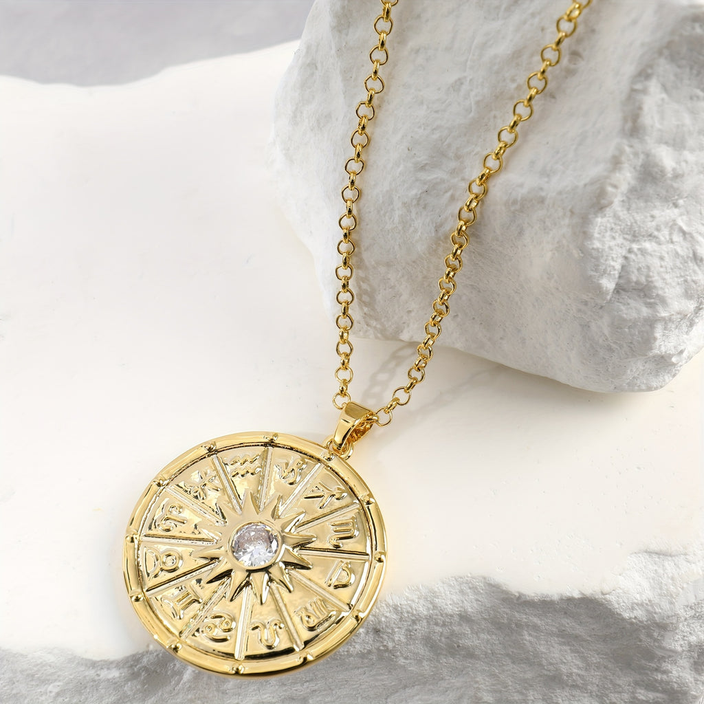 Women Necklace, Ladies Constellation Pendant Golden Necklace, Women's Jewelry Accessories, Party Jewelry Gifts, Gifts For Her, Ladies Fashion Pendant Necklace