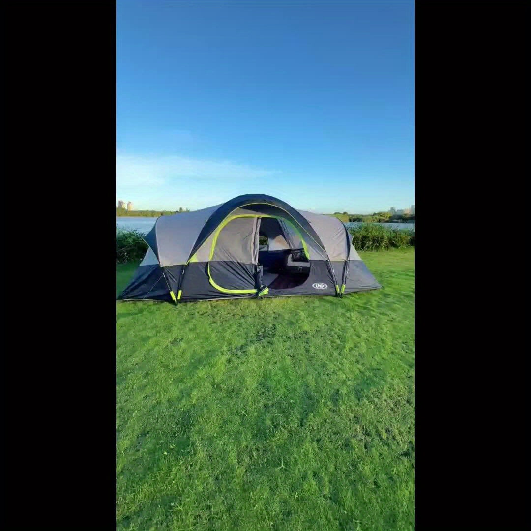 10-Person Double Layer Waterproof Big Camping Tent, UNP Family Tents with 5 Large Mesh Windows, 2 Room, 18ft x 9ft x78in, Easy Up, Weather Resistant