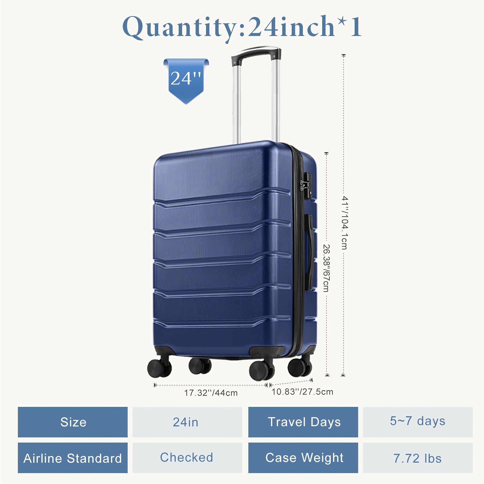 20/24/28 Inch Lightweight Hard Shell ABS Carry On Luggage with Double Spinner Wheels, Expandable Rolling Luggage and TSA Lock