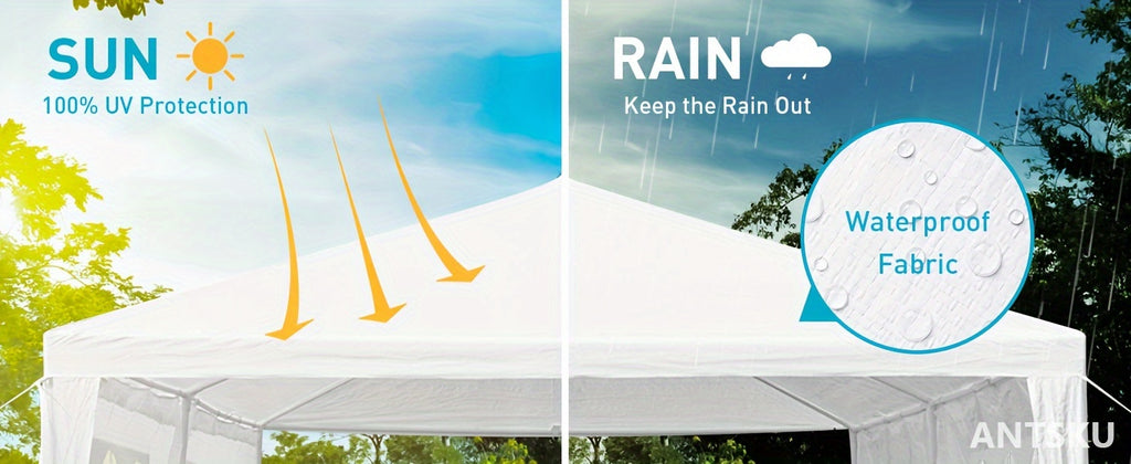 ANTSKU 10'x20' Outdoor Party Tent, Large Wedding Birthday Tents for Parties, White Canopy Tent with 4 Removable Sidewalls & Transparent Windows, Outside Gazebo Event Tent for Garden, Patio and Backyard