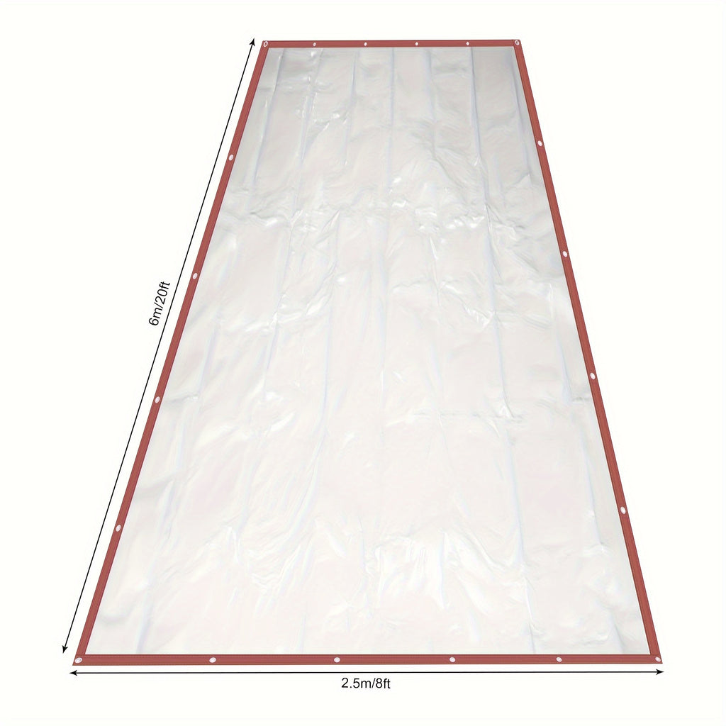 8x20 Ft Clear Vinyl Curtains - Waterproof, Commercial-Grade, Patio Winter Awning, PVC Porch Curtains for Tents, Awnings, Canopies, Brown Color