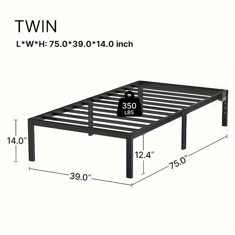 Twin/Full/King/Queen Size Bed Frame Avaliable, Metal Platform Bed Frame With Charging Station & Under Bed Storage Space, Sturdy Steel Slat Supports, No Box Spring Needed, Easy Assembly, Noise Free, Non-Slip