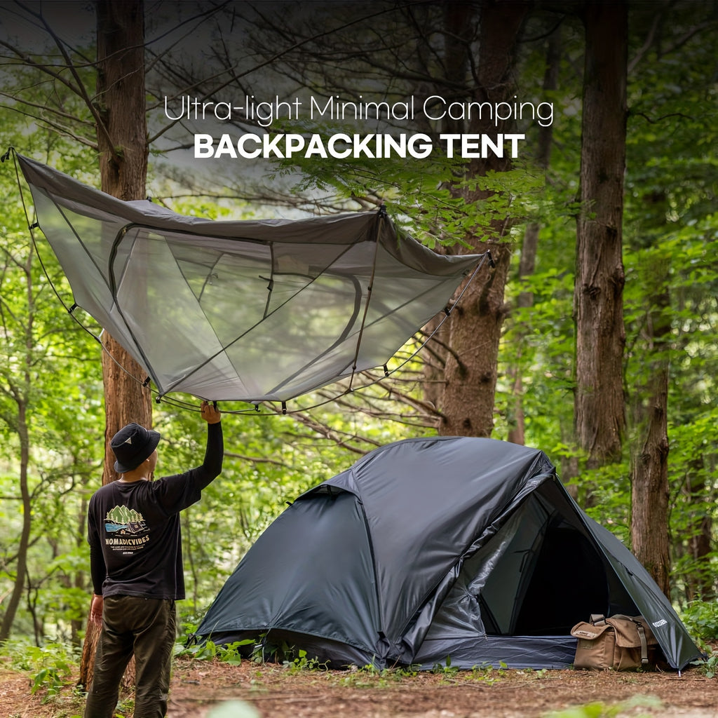 IDOOGEN 1 Person Tents for Camping, Lightweight Backpacking Tent Double Layer Waterproof Two Doors Camping Tent for Outdoor Hiking Camping Mountaineering Travel