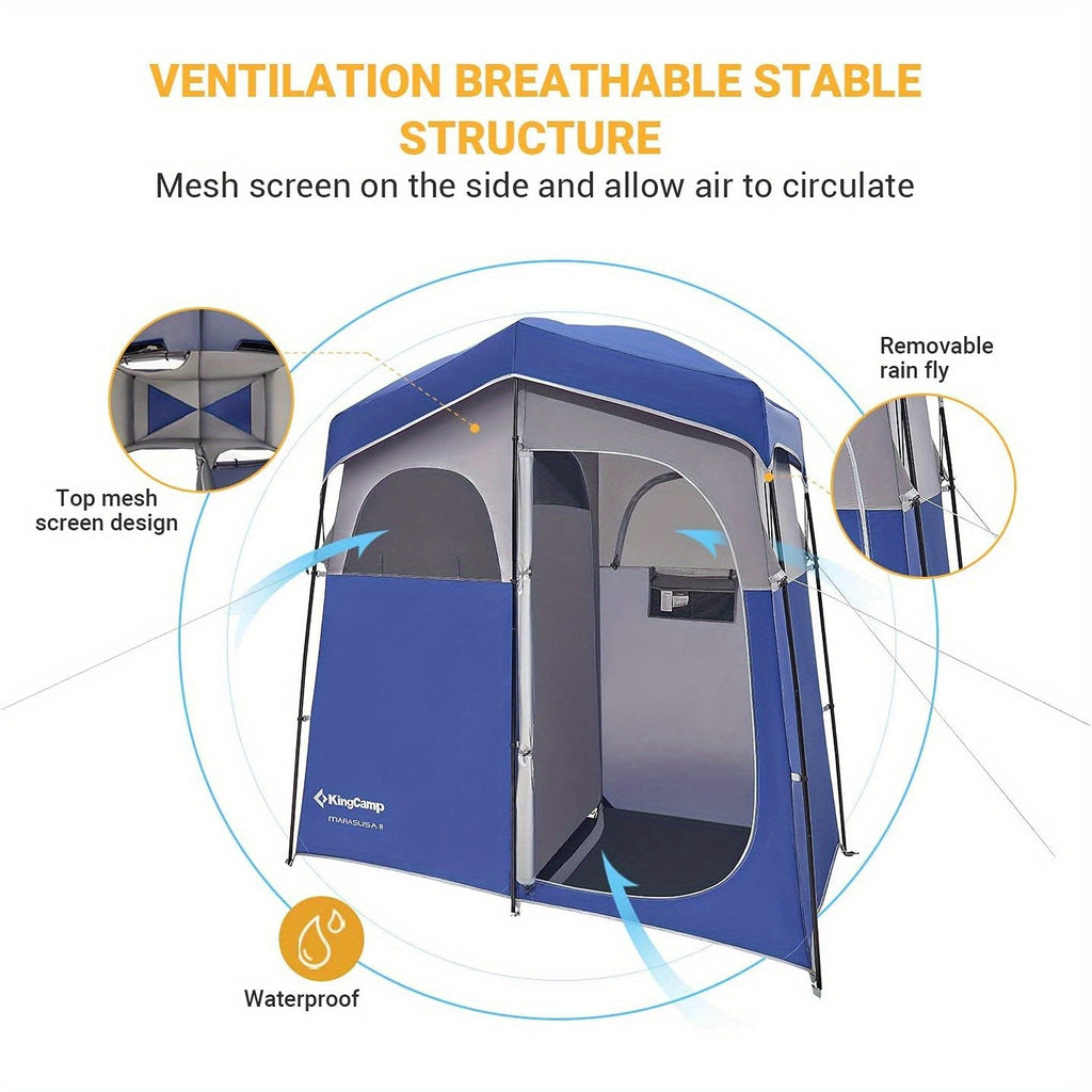 KingCamp Camping Shower Tent Oversize Space Privacy Tent Portable Outdoor Shower Tents for Camping with Floor Changing Tent Dressing Room Easy Set Up Shower Privacy Shelter 2 Rooms Toilet Tent