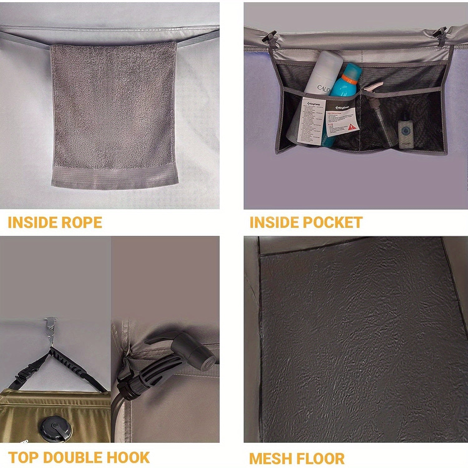 KingCamp Camping Shower Tent Oversize Space Privacy Tent Portable Outdoor Shower Tents for Camping with Floor Changing Tent Dressing Room Easy Set Up Shower Privacy Shelter 2 Rooms Toilet Tent