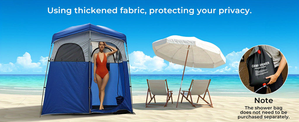 KingCamp Camping Shower Tent Oversize Space Privacy Tent Portable Outdoor Shower Tents for Camping with Floor Changing Tent Dressing Room Easy Set Up Shower Privacy Shelter 2 Rooms Toilet Tent