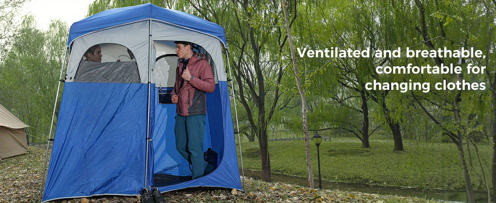KingCamp Camping Shower Tent Oversize Space Privacy Tent Portable Outdoor Shower Tents for Camping with Floor Changing Tent Dressing Room Easy Set Up Shower Privacy Shelter 2 Rooms Toilet Tent
