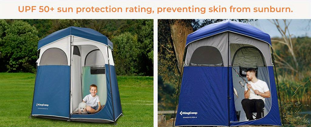 KingCamp Camping Shower Tent Oversize Space Privacy Tent Portable Outdoor Shower Tents for Camping with Floor Changing Tent Dressing Room Easy Set Up Shower Privacy Shelter 2 Rooms Toilet Tent