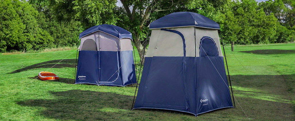 KingCamp Camping Shower Tent Oversize Space Privacy Tent Portable Outdoor Shower Tents for Camping with Floor Changing Tent Dressing Room Easy Set Up Shower Privacy Shelter 2 Rooms Toilet Tent