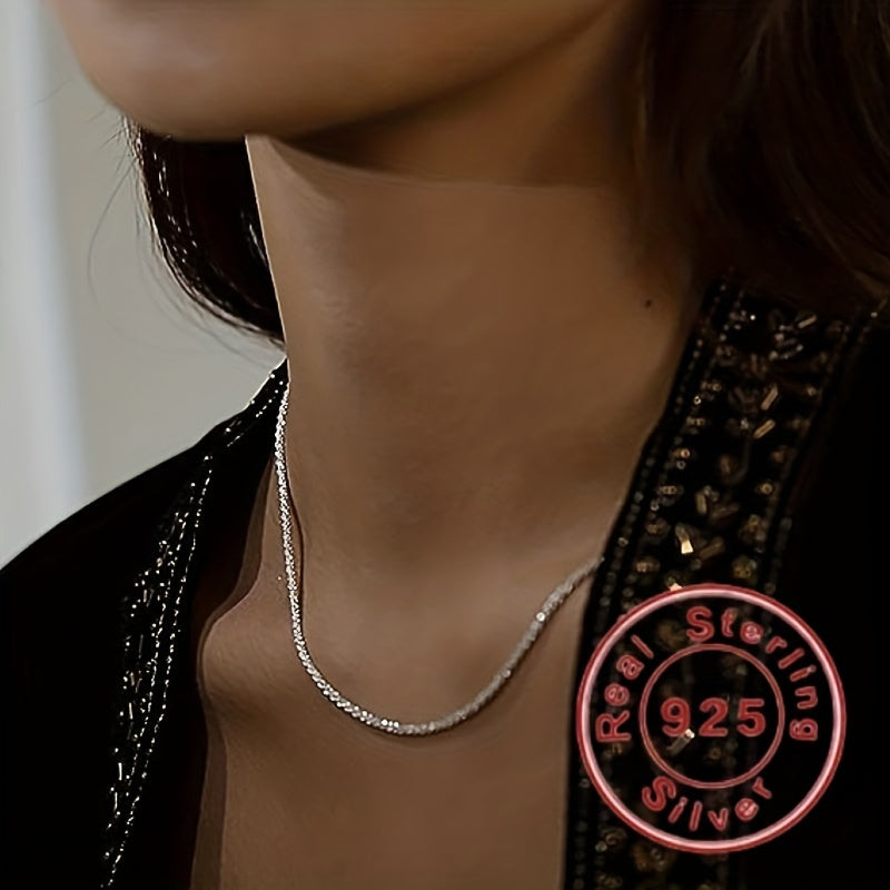 Timeless Elegance - 925 Sterling Silver Womens Necklace, Hypoallergenic & Effortlessly Chic, Classic Minimalist Style for Fashion-Forward Ladies