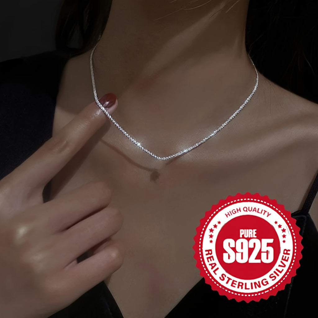 Timeless Elegance - 925 Sterling Silver Womens Necklace, Hypoallergenic & Effortlessly Chic, Classic Minimalist Style for Fashion-Forward Ladies
