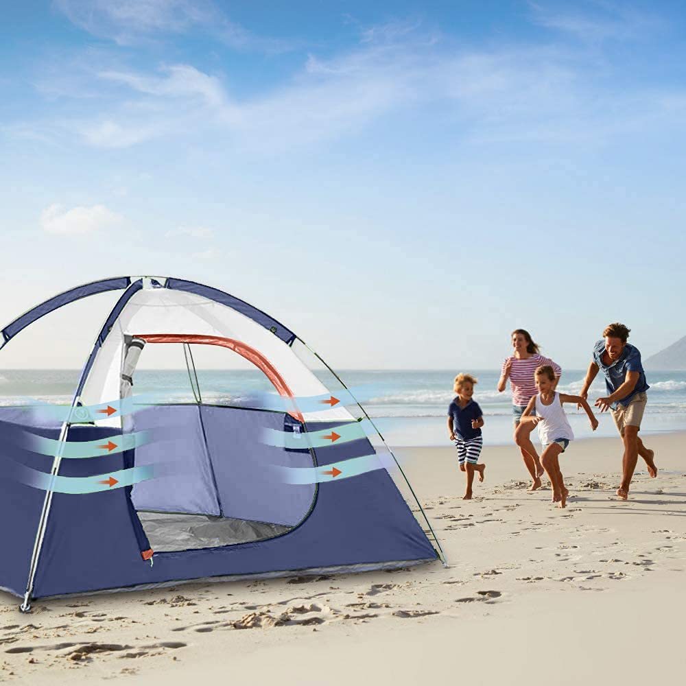 Camping Tent 3 Person Tent - Dome Tents for Camping, Waterproof Windproof Backpacking Tent, Easy Set up Small Lightweight Tents, for All Seasons Hiking Beach Outdoor with 3 Mesh Windows Blue