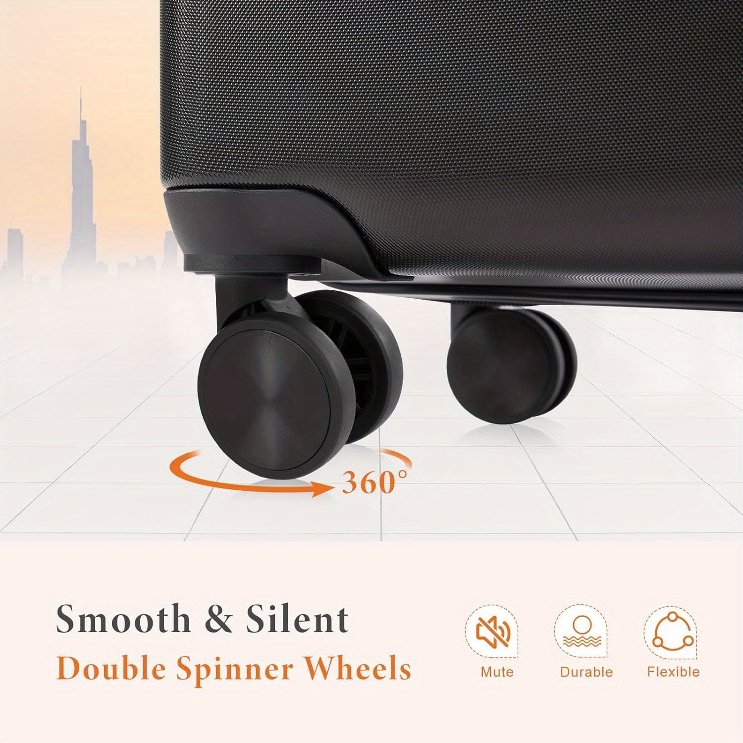 20/24/28 Inch Lightweight Hard Shell ABS Carry On Luggage with Double Spinner Wheels, Expandable Rolling Luggage and TSA Lock