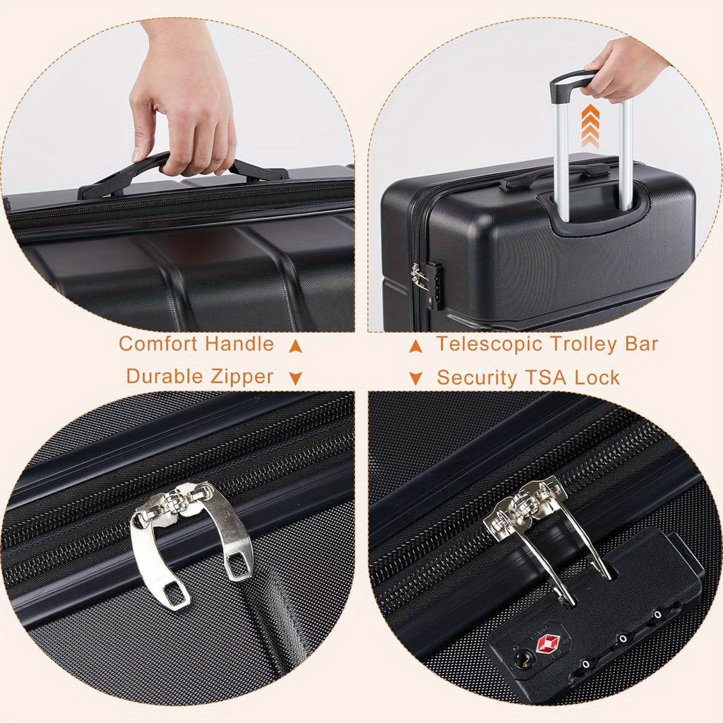 20/24/28 Inch Lightweight Hard Shell ABS Carry On Luggage with Double Spinner Wheels, Expandable Rolling Luggage and TSA Lock
