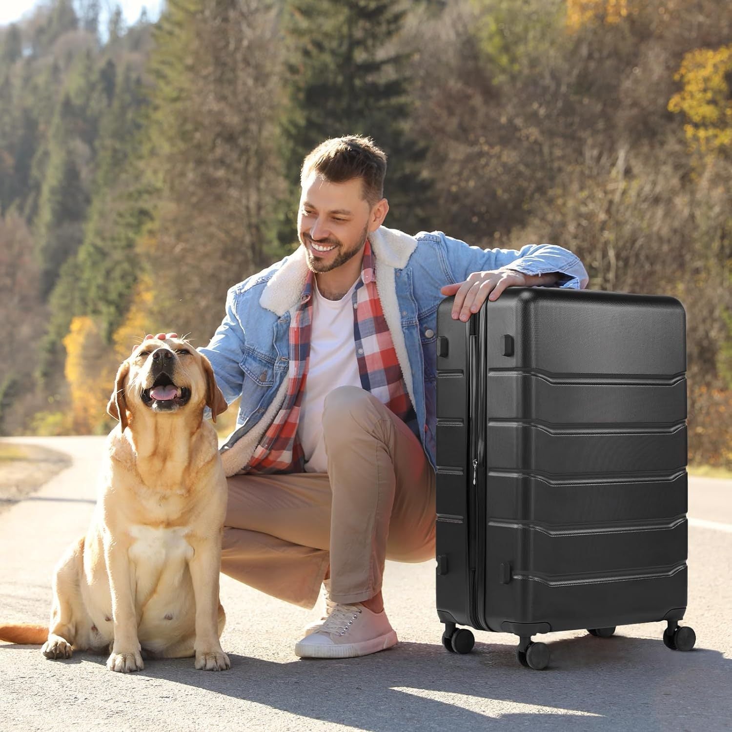 20/24/28 Inch Lightweight Hard Shell ABS Carry On Luggage with Double Spinner Wheels, Expandable Rolling Luggage and TSA Lock