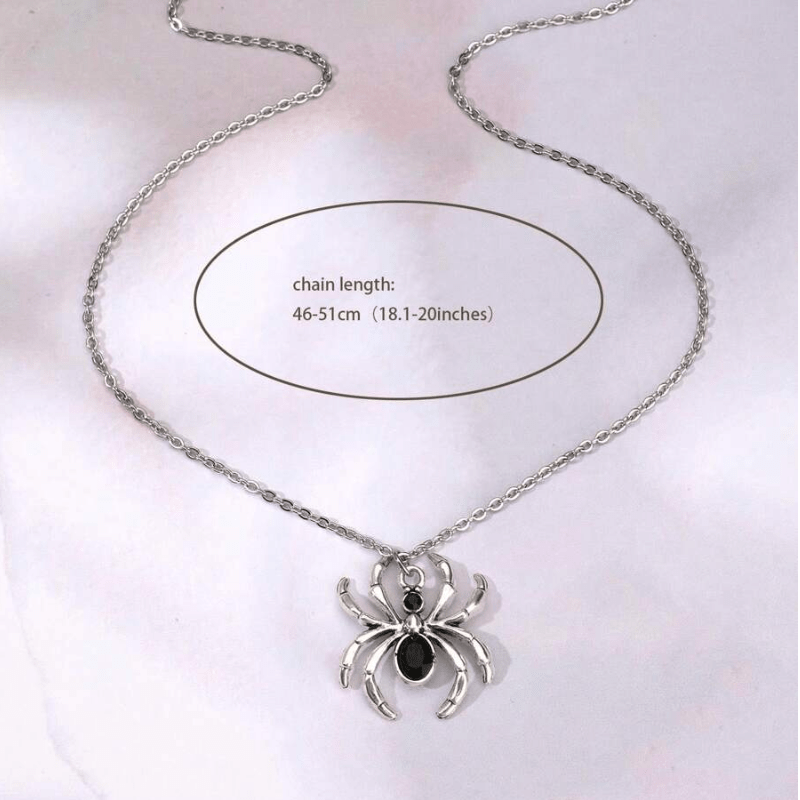 1pc Vintage Dark Style Gothic Alloy Rhinestone Spider Pendant Women Necklace