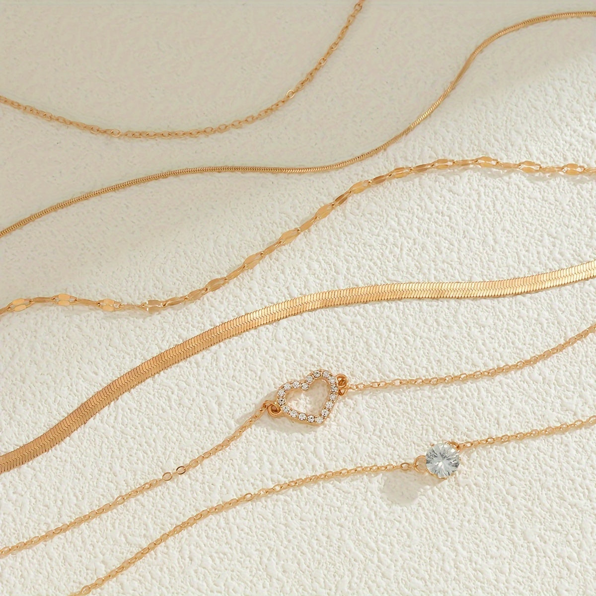 6 PCs women necklace set fashionable dainty snake chain layered necklace heart pendant necklace jewelry gift for WOMEN'S girl