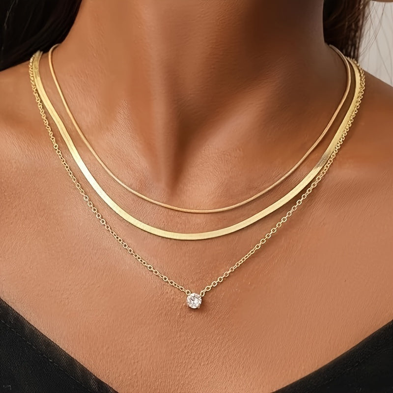 6 PCs women necklace set fashionable dainty snake chain layered necklace heart pendant necklace jewelry gift for WOMEN'S girl