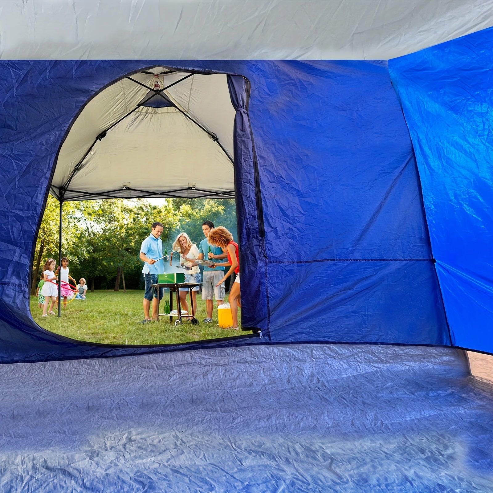 KAMPKEEPER Side Tent, Camping Tent For 10' X 10' Pop Up Canopy, Easy Set Up Gazebo, Compatible With 10' Wide Tents (Blue) Only Side Tent