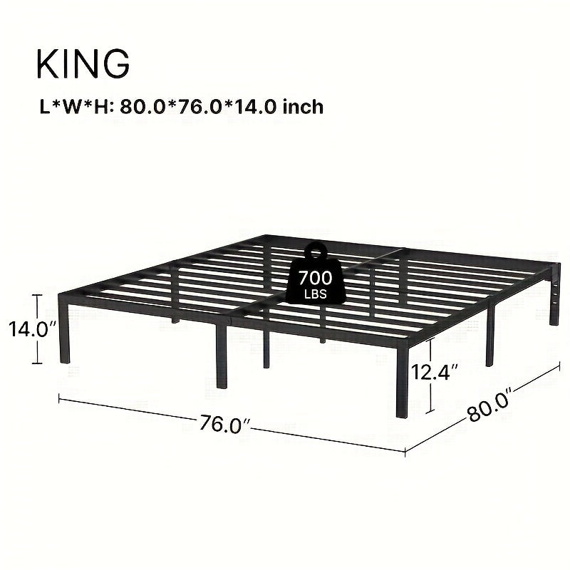 Twin/Full/King/Queen Size Bed Frame Avaliable, Metal Platform Bed Frame With Charging Station & Under Bed Storage Space, Sturdy Steel Slat Supports, No Box Spring Needed, Easy Assembly, Noise Free, Non-Slip