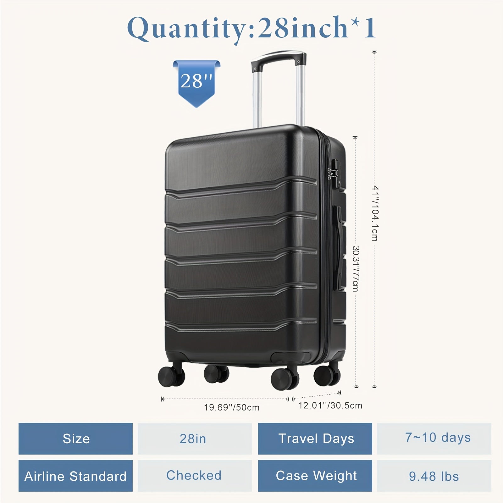 20/24/28 Inch Lightweight Hard Shell ABS Carry On Luggage with Double Spinner Wheels, Expandable Rolling Luggage and TSA Lock