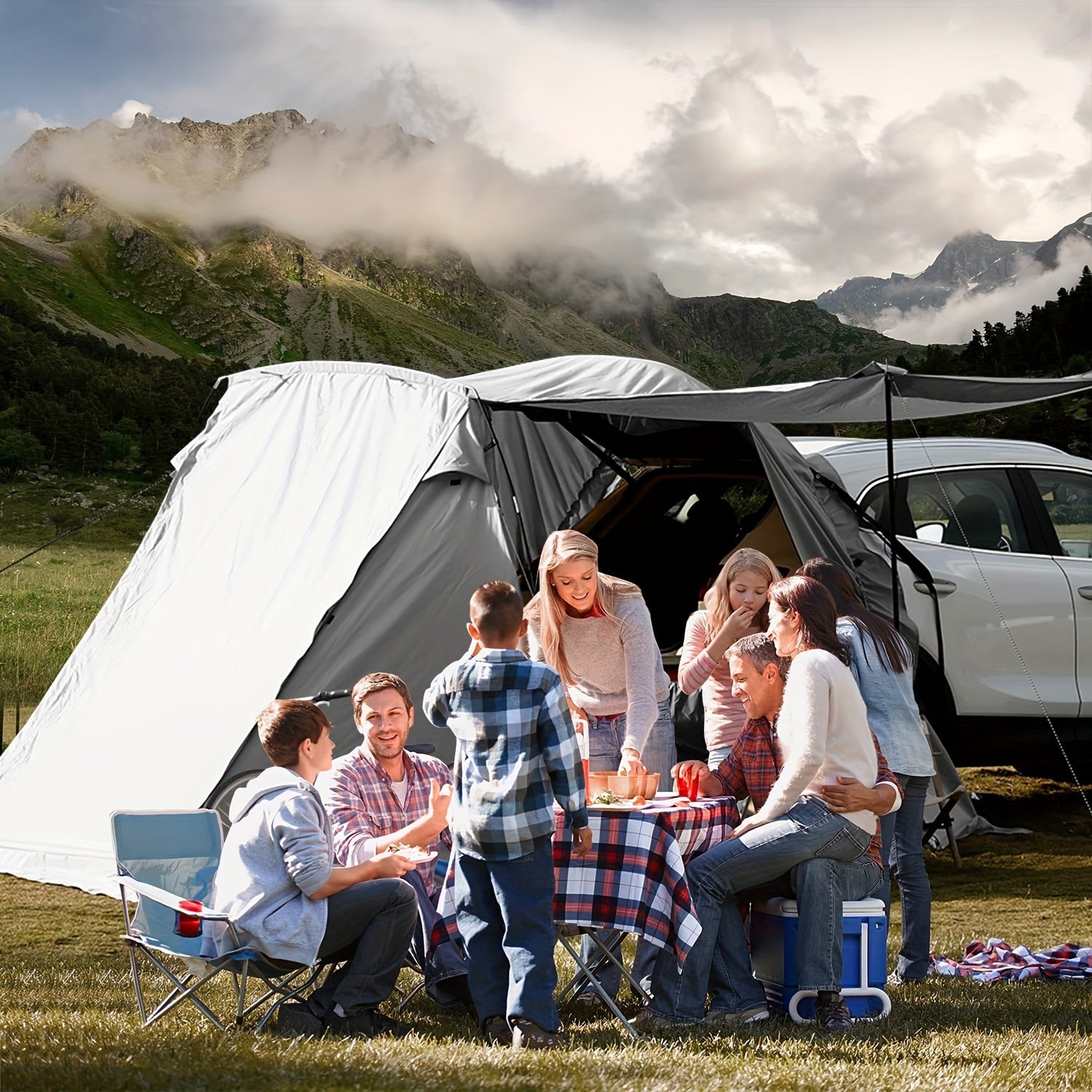 SUV Car Tent, Tailgate Shade Awning Tent for Camping, Vehicle Camping Tents Outdoor Travel