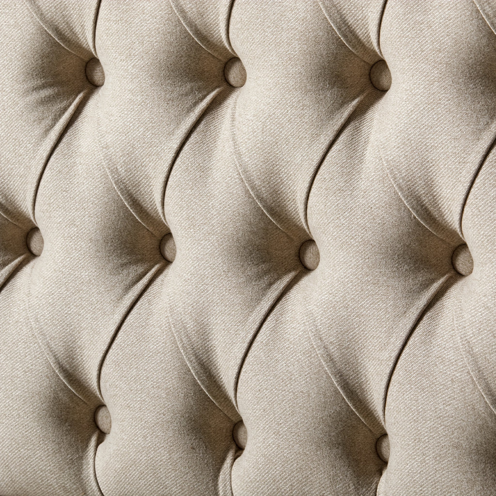 Queen Size Bed Frame Made of Solid Wood, Elegant Platform Bed Featuring a 52.5" Upholstered and Tufted Headboard, Perfect for Transitional Style Bedrooms