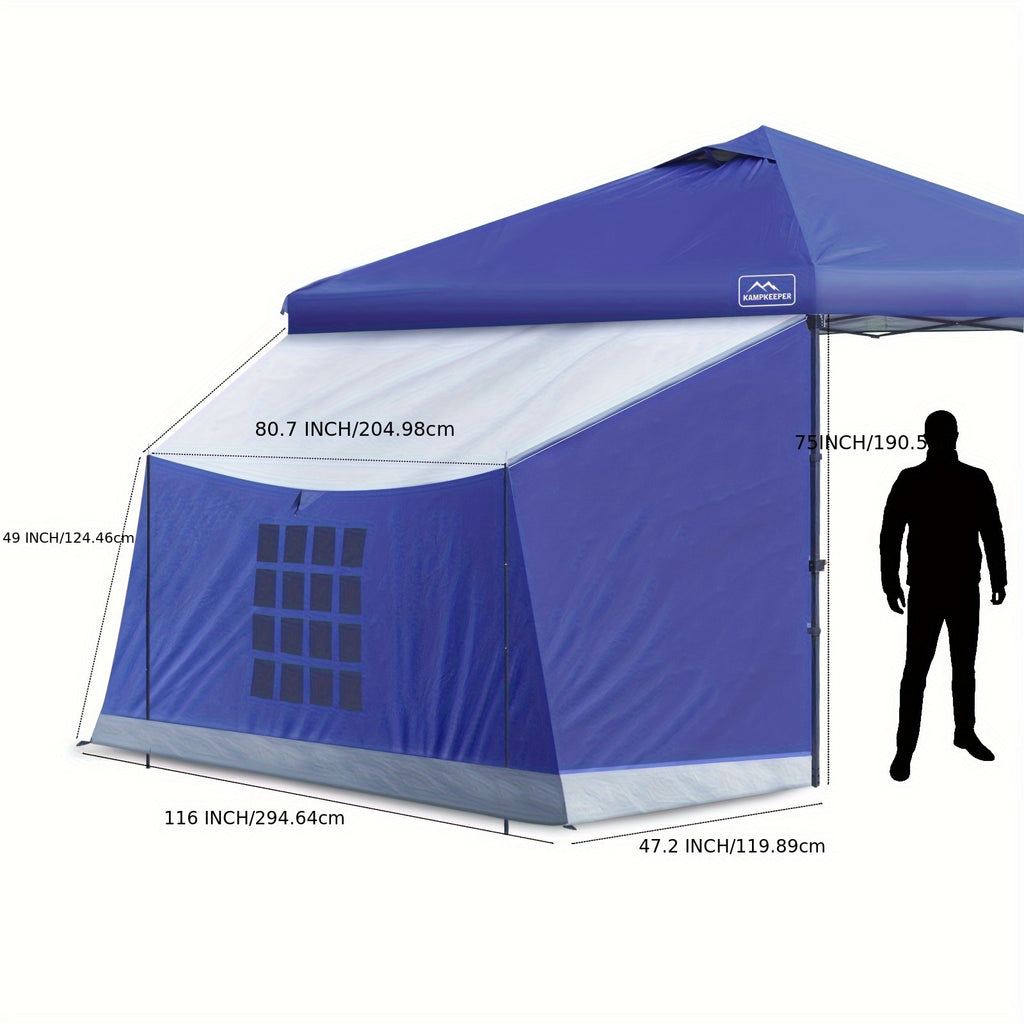 KAMPKEEPER Side Tent, Camping Tent For 10' X 10' Pop Up Canopy, Easy Set Up Gazebo, Compatible With 10' Wide Tents (Blue) Only Side Tent