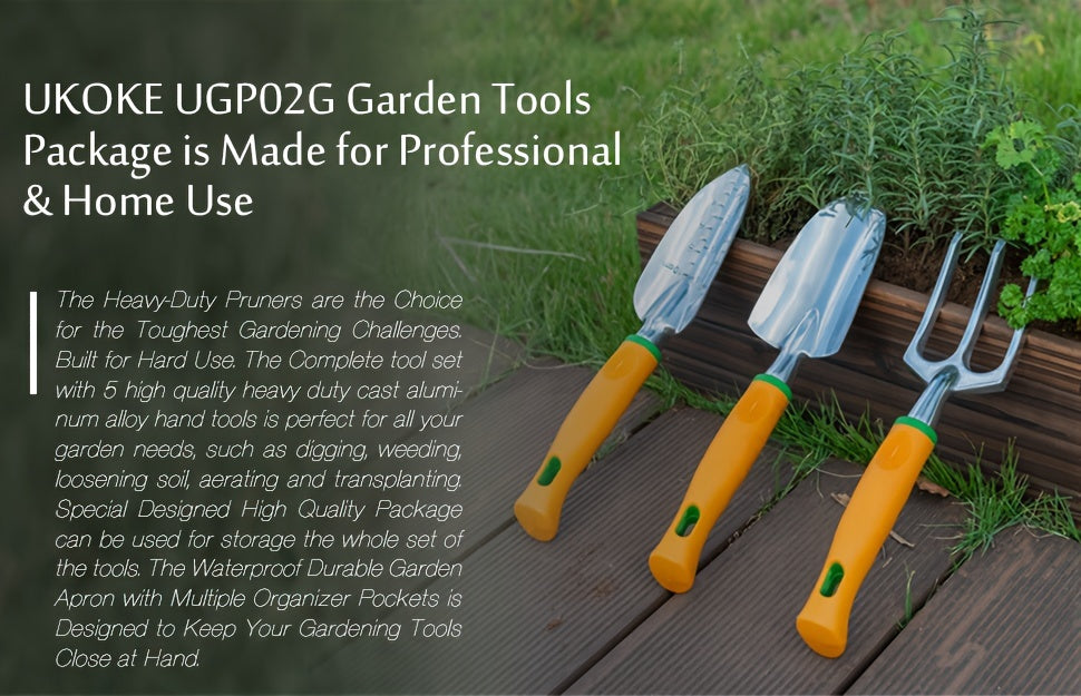 Garden Tool Set, 12 Piece Aluminum Hand Tool Kit, Garden Canvas Apron with Storage Pocket, Outdoor Tool, Heavy Duty Gardening Work Set with Ergonomic Handle, Gardening Tools for women men