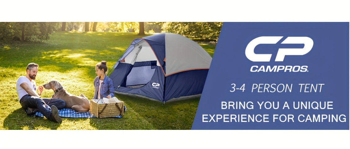 Camping Tent 3 Person Tent - Dome Tents for Camping, Waterproof Windproof Backpacking Tent, Easy Set up Small Lightweight Tents, for All Seasons Hiking Beach Outdoor with 3 Mesh Windows Blue