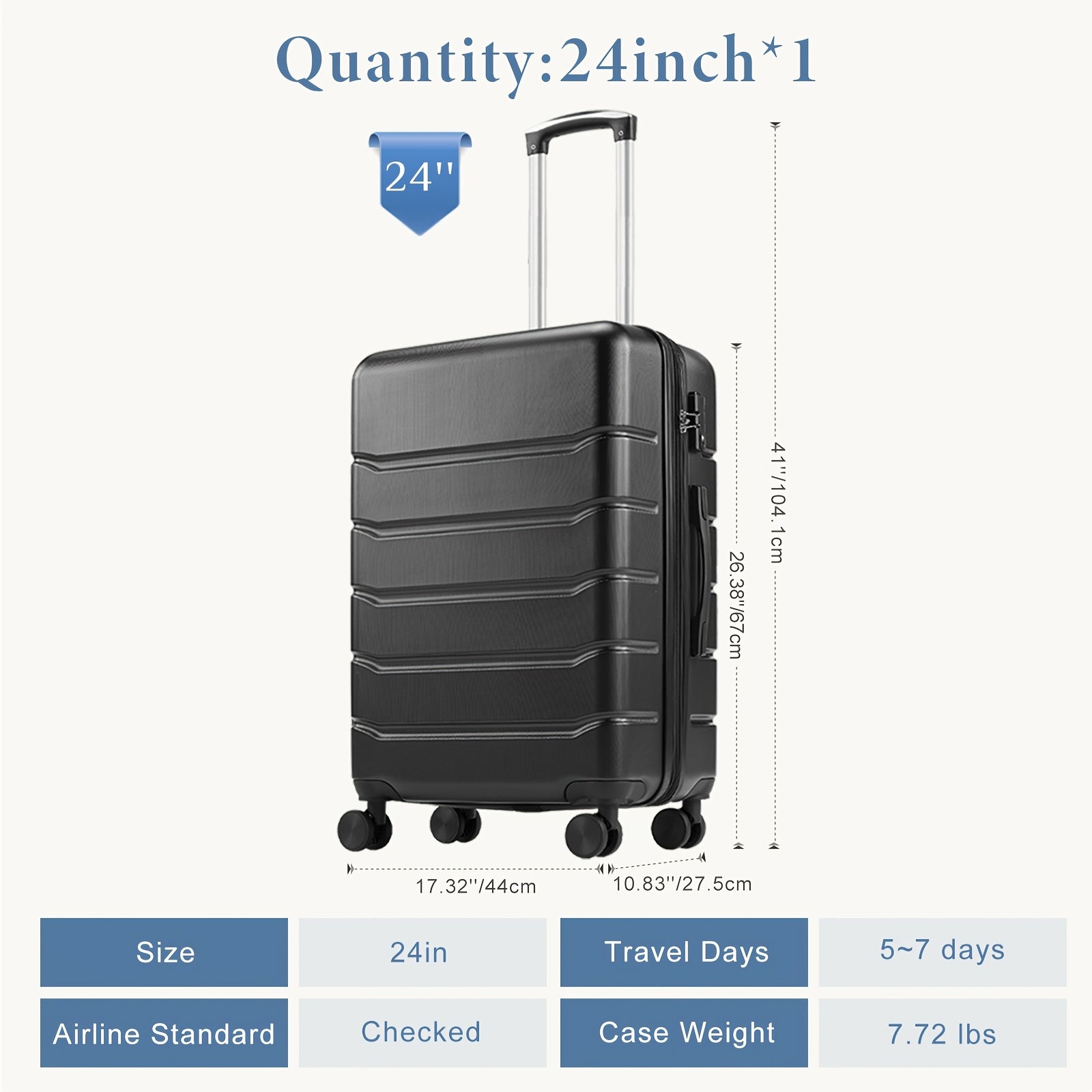 20/24/28 Inch Lightweight Hard Shell ABS Carry On Luggage with Double Spinner Wheels, Expandable Rolling Luggage and TSA Lock