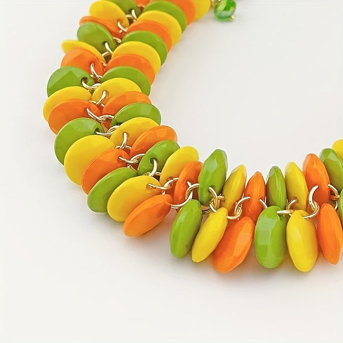 [Fashion Statement Necklace Set] Bocar Fashion Statement Necklace Set | Cluster Bubble Acrylic Bib Collar Jewelry for Women - Necklace And Earrings