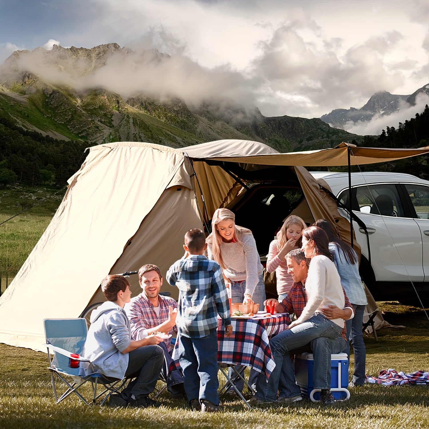 SUV Car Tent, Tailgate Shade Awning Tent for Camping, Vehicle Camping Tents Outdoor Travel