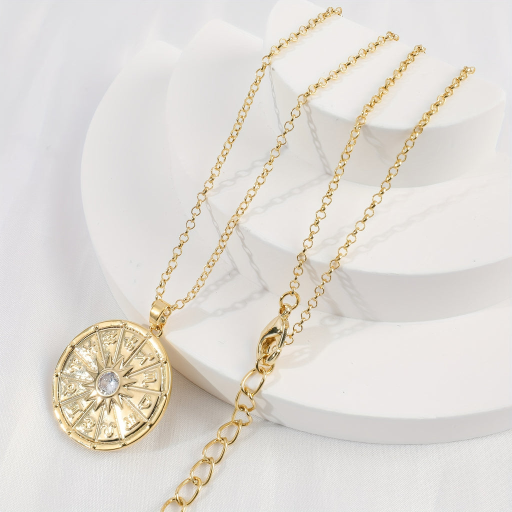 Women Necklace, Ladies Constellation Pendant Golden Necklace, Women's Jewelry Accessories, Party Jewelry Gifts, Gifts For Her, Ladies Fashion Pendant Necklace