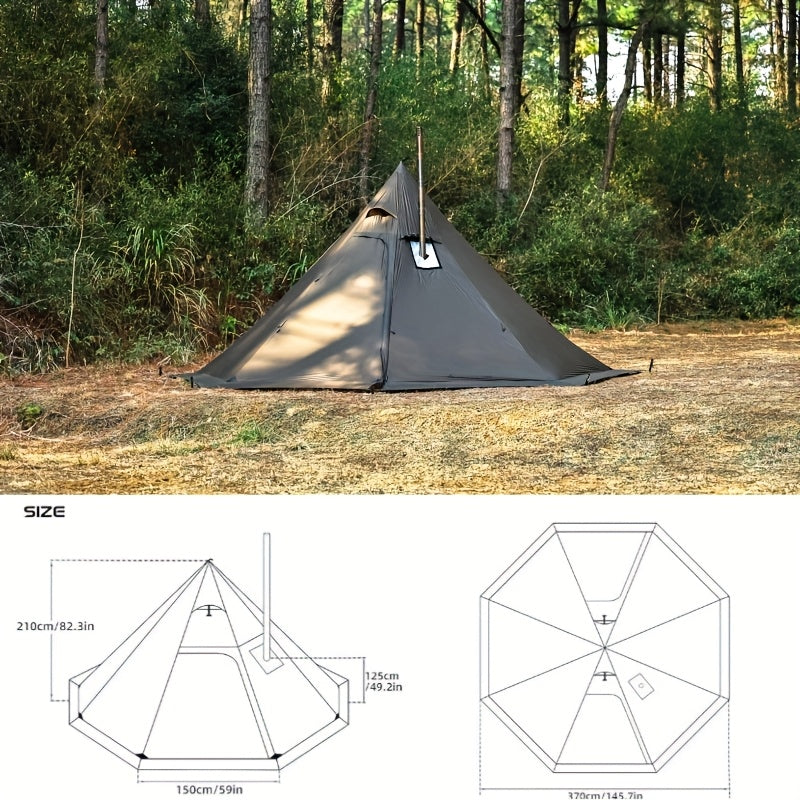 3-4 Person Hot Tent With Stove Jack And Snow Skirt - 4 Season, Winter Camping Tent, & Windproof, Lightweight 4.8lb | Ideal For Family Camping, Hiking, Hunting, Fishing | Hot Tent, Hot Tents For Camping, Camping Tent