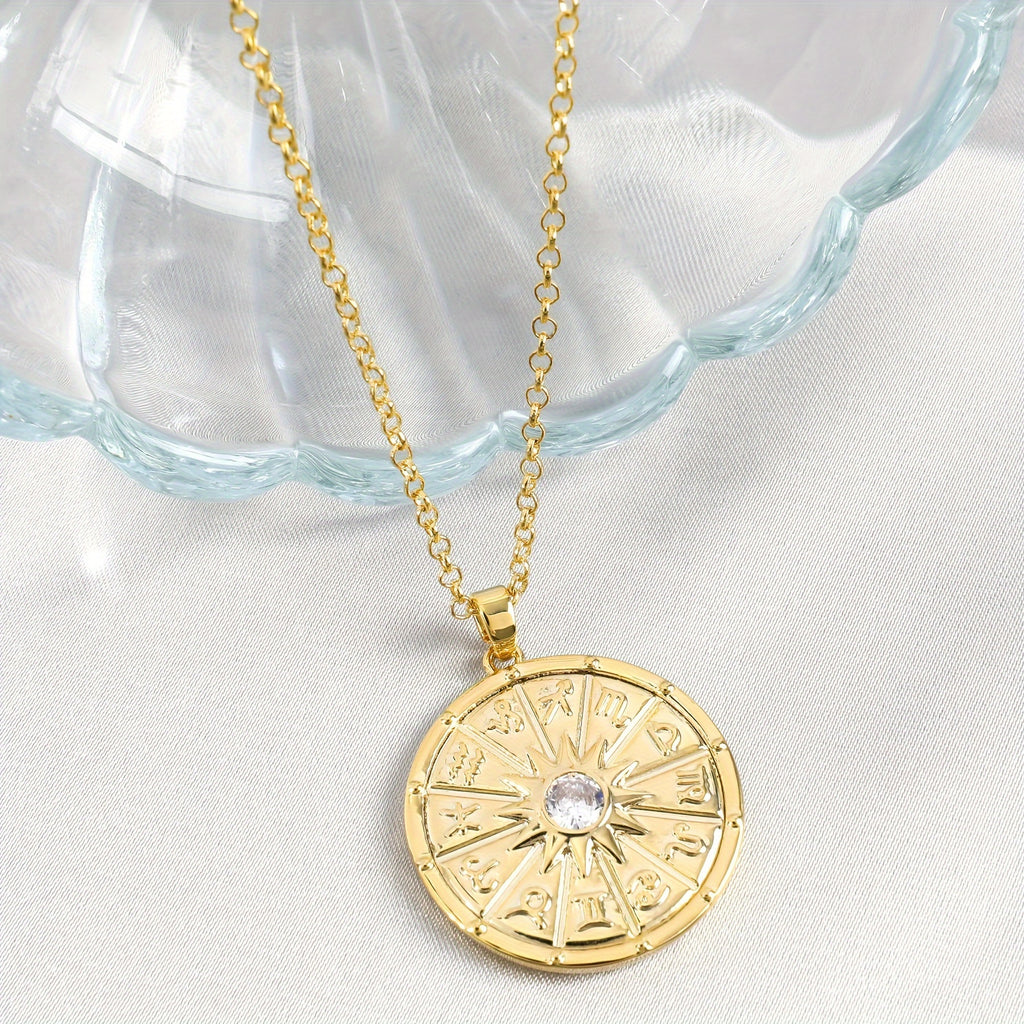 Women Necklace, Ladies Constellation Pendant Golden Necklace, Women's Jewelry Accessories, Party Jewelry Gifts, Gifts For Her, Ladies Fashion Pendant Necklace