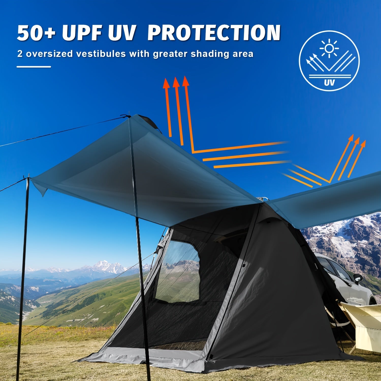 SUV Car Tent, Tailgate Shade Awning Tent for Camping, Vehicle Camping Tents Outdoor Travel