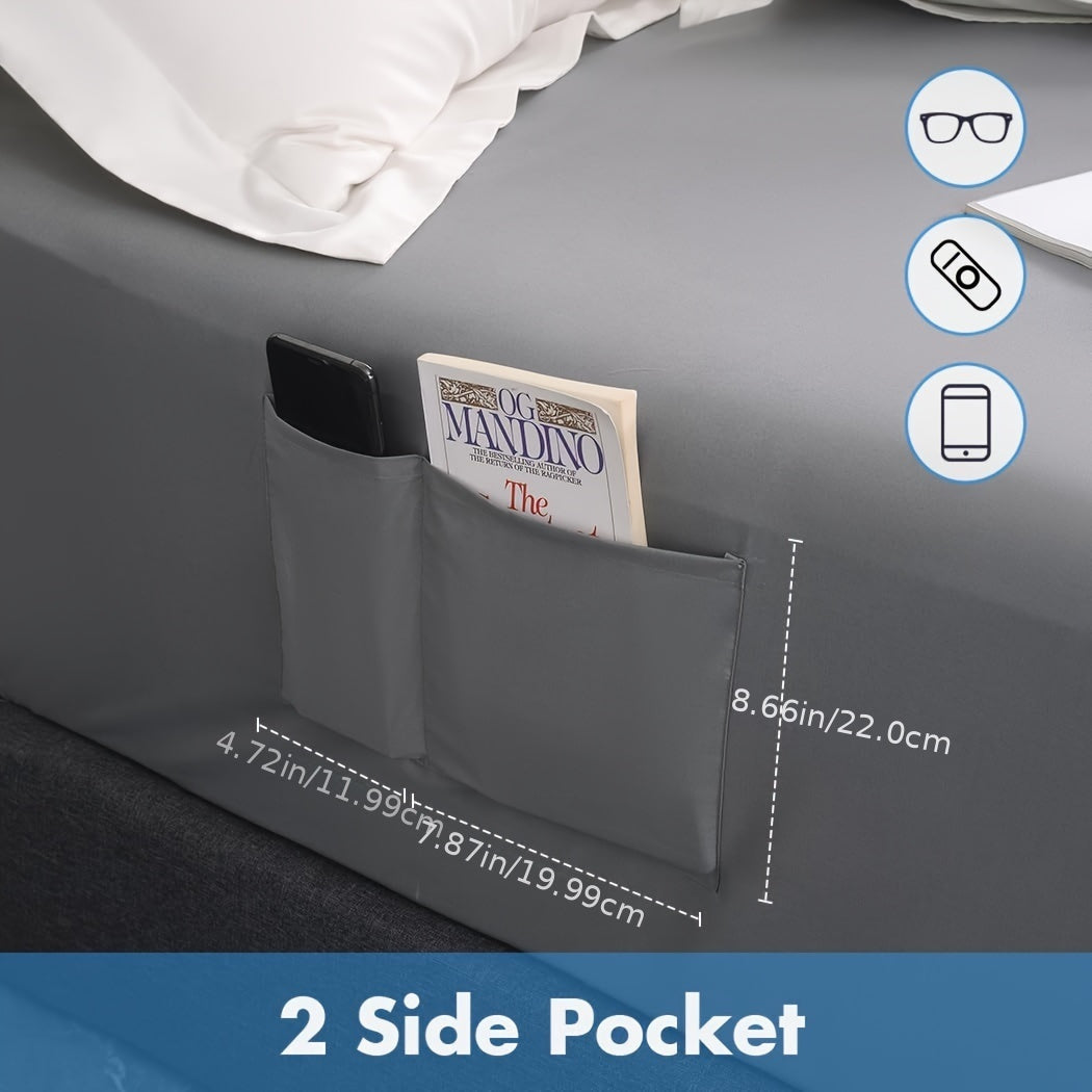 Lekesky 7 Pieces Queen Comforter Set Gray Boho Comforter for Queen Size Bed with 2 Sides Pockets, Bed in a Bag Queen with Flat Sheet and Fitted Sheet, Pillowcases & Shams