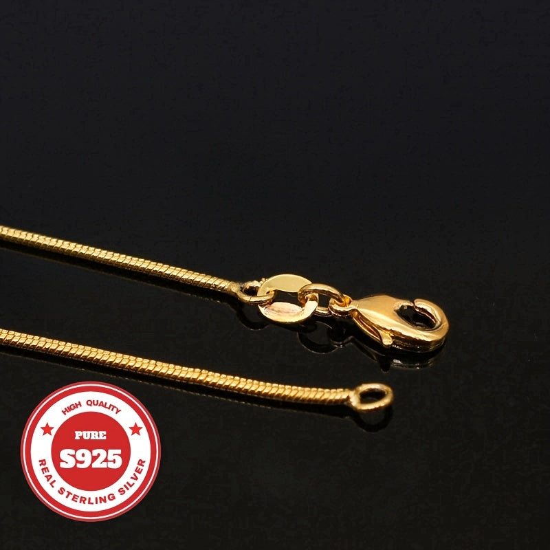 S925 Golden Round Snake Bone Necklace for Men And Women Necklace, Fashion Trend, Birthday Gift, Valentine's Day, Perfect Anniversary, Suitable for Men, Wife, Girlfriend, Mother, Fashion Gift, Various Festivals, 0.6oz
