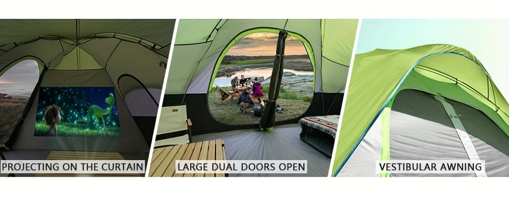 10-Person Double Layer Waterproof Big Camping Tent, UNP Family Tents with 5 Large Mesh Windows, 2 Room, 18ft x 9ft x78in, Easy Up, Weather Resistant