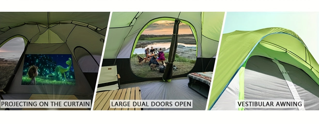 10-Person Double Layer Waterproof Big Camping Tent, UNP Family Tents with 5 Large Mesh Windows, 2 Room, 18ft x 9ft x78in, Easy Up, Weather Resistant