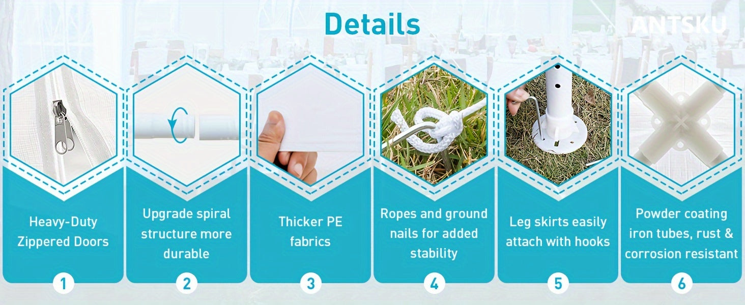 ANTSKU 10'x20' Outdoor Party Tent, Large Wedding Birthday Tents for Parties, White Canopy Tent with 4 Removable Sidewalls & Transparent Windows, Outside Gazebo Event Tent for Garden, Patio and Backyard