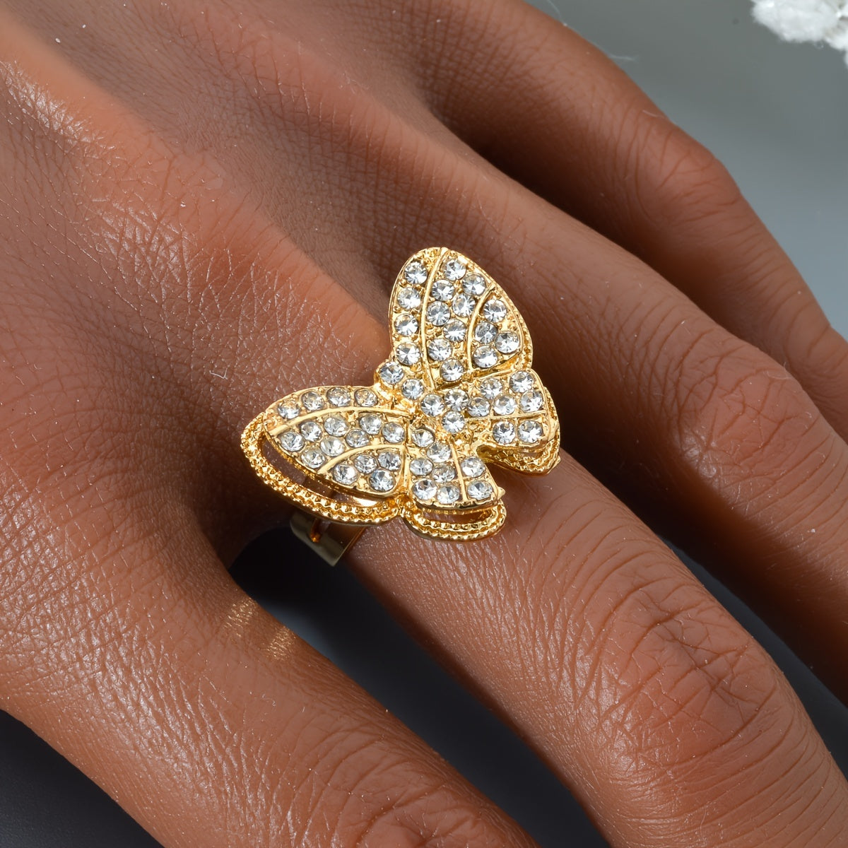 1-Set Exquisite Copper Golden Butterfly Jewelry Set for Women - Necklace, Bangle, Ring, Earrings with Pendant - Perfect Gift for Wedding, Party, Birthday, Anniversary, and Daily Wear