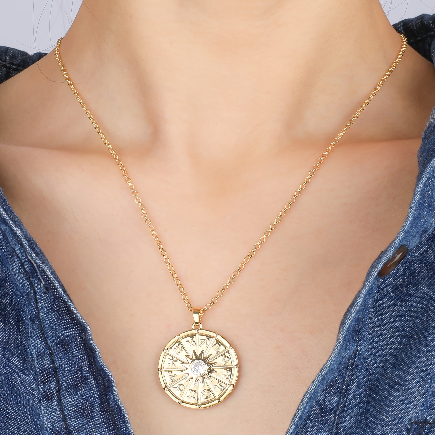 Women Necklace, Ladies Constellation Pendant Golden Necklace, Women's Jewelry Accessories, Party Jewelry Gifts, Gifts For Her, Ladies Fashion Pendant Necklace