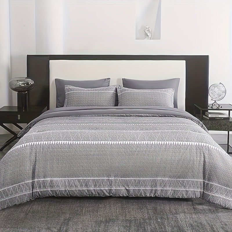 Lekesky 7 Pieces Queen Comforter Set Gray Boho Comforter for Queen Size Bed with 2 Sides Pockets, Bed in a Bag Queen with Flat Sheet and Fitted Sheet, Pillowcases & Shams