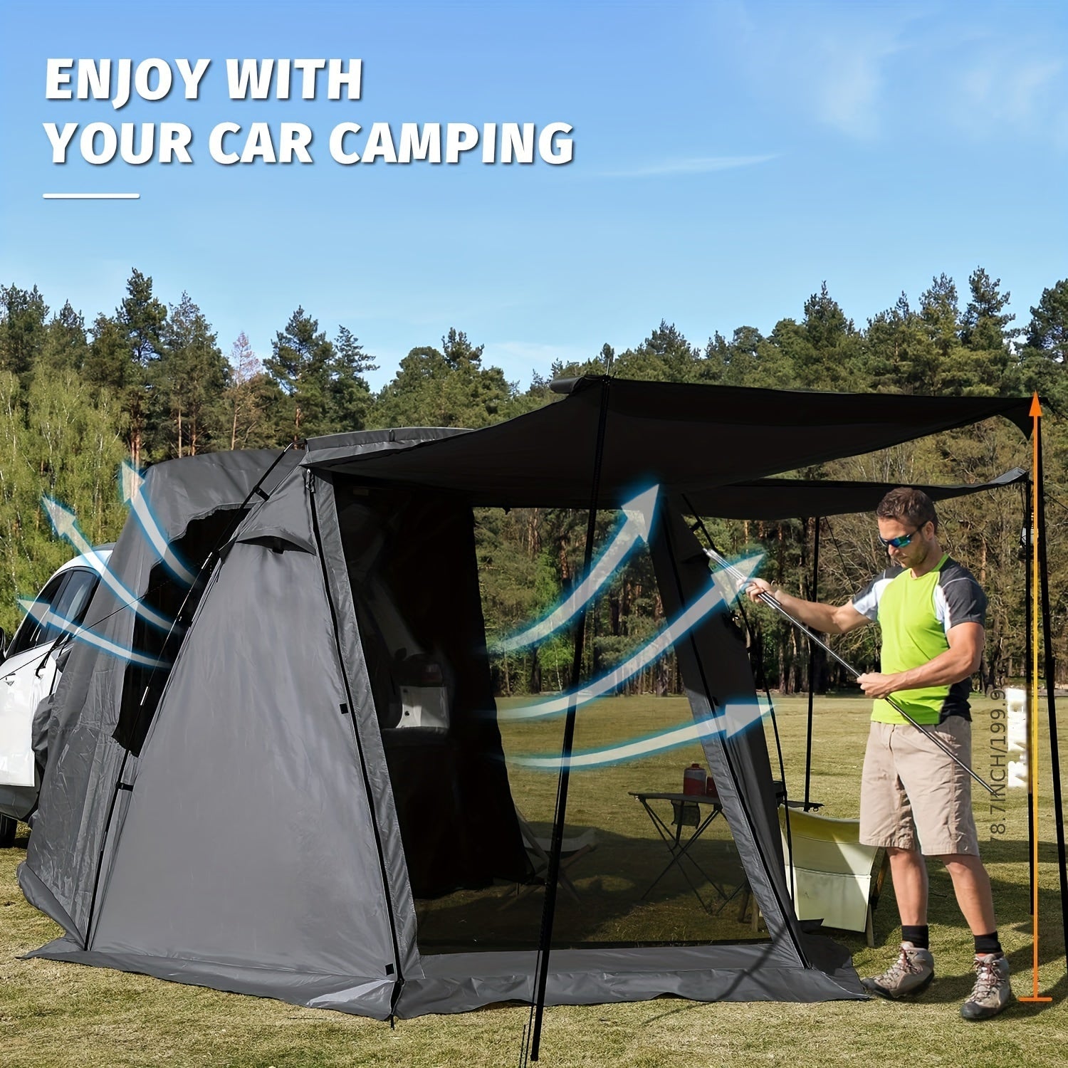 SUV Car Tent, Tailgate Shade Awning Tent for Camping, Vehicle Camping Tents Outdoor Travel