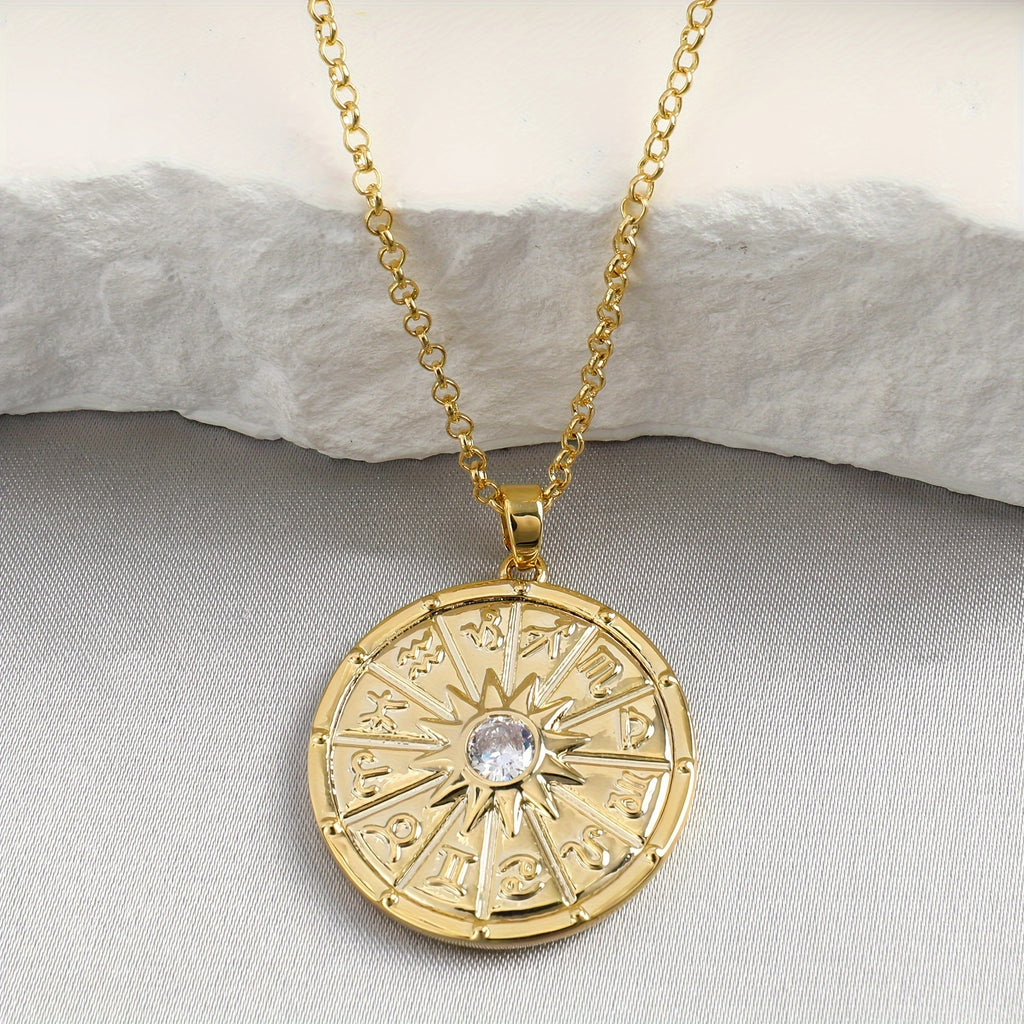 Women Necklace, Ladies Constellation Pendant Golden Necklace, Women's Jewelry Accessories, Party Jewelry Gifts, Gifts For Her, Ladies Fashion Pendant Necklace