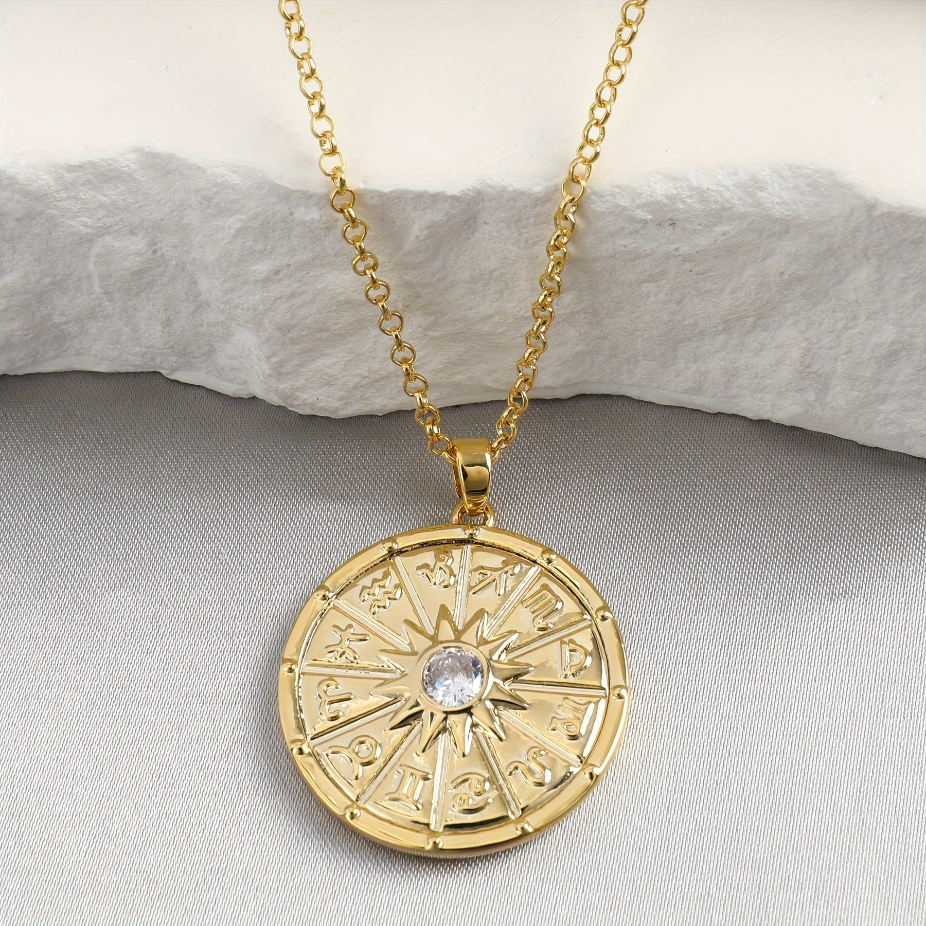 Women Necklace, Ladies Constellation Pendant Golden Necklace, Women's Jewelry Accessories, Party Jewelry Gifts, Gifts For Her, Ladies Fashion Pendant Necklace